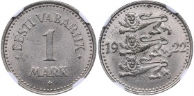 Estonia 1 mark 1922 NGC MS 64
Mint luster. Very rare condition! KM# 1.