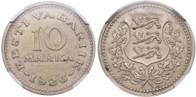 Estonia 10 marka 1926 NGC AU 58
Rare condition. Mint luster. Beautiful natural patina. KM# 8. Extremely rare coin!