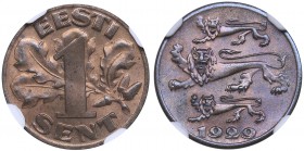 Estonia 1 sent 1929 NGC MS 64 RB
Mint luster. Rare condition! KM# 10
