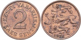 Estonia 2 senti 1934
3.37 g. UNC/UNC Mint luster. KM# 15