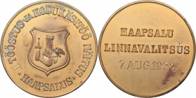 Estonia medal II Industry and home craft exhibition in Haapsalu 7.08.1934
28.59 g. 41mm. UNC/UNC Haapsalu Linnavalitsus.
