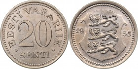 Estonia 20 senti 1935
3.99 g. AU/AU Mint luster. KM# 17
