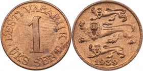 Estonia 1 sent 1939
1.93 g. UNC/UNC Mint luster. Rare condition. KM# 19