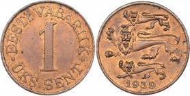 Estonia 1 sent 1939
1.92 g. UNC/UNC Mint luster. Rare condition. KM# 19