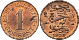 Estonia 1 sent 1939
1.88 g. UNC/UNC Mint luster. Rare condition. KM# 19