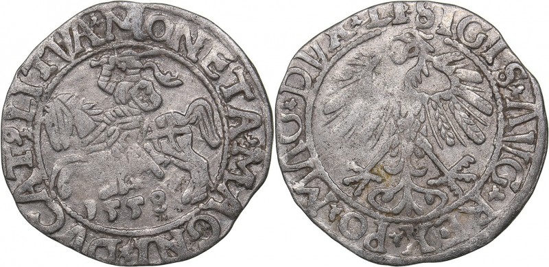 Lithuania 1/2 grosz 1558 - Sigismund II Augustus (1545-1572)
1.08 g. VF+/VF+ Iv...