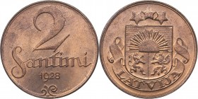Latvia 2 santimi 1928
2.02 g. UNC/UNC Mint luster. Rare condition. KM# 2