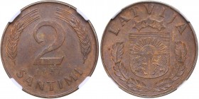 Latvia 2 santimi 1937 NGC MS 63 BN
KM# 11.1. Rare!