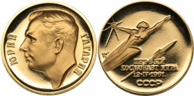 Russia - USSR medal Yuri Gagarin.
The first cosmonaut in the world. 12.IV.1961 (1964). 16.99 g. PROOF. Au900 Minted only 936 pc. Diameter 29 mm. Mosc...