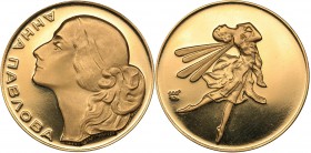 Russia - USSR medal Anna Pavlova 1965
9.94 g. PROOF. Au900 Minted only 1002 pc. Diameter 25 mm. Moscow mint. E.A. Janson-Manizer. Salykov, Schkurko# ...