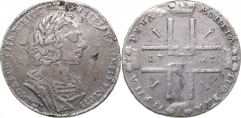 Russia Rouble 1723
27.96 g. F/F The coin has been mounted.