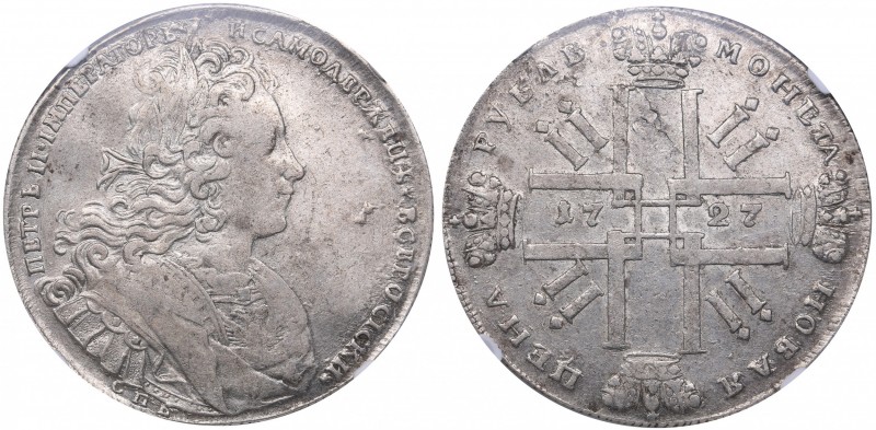 Russia Rouble 1727 СПБ NGC XF 40
Mint luster. Very rare condition.Bitkin# 147. ...
