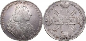 Russia Rouble 1729
27.79 g. VF/XF- Bitkin# 114. Peter II (1727-1729)