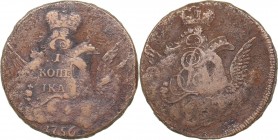 Russia 1 kopecks 1756
21.00 g. F/F Bitkin# 421 R. Ekaterinburg. Rare! Elizabeth (1741-1762)