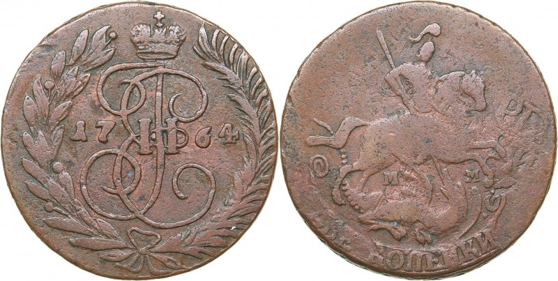 Russia 2 kopecks 1764 ММ
18.32 g. VF/F Bitkin# 532. Catherine II (1762-1796)