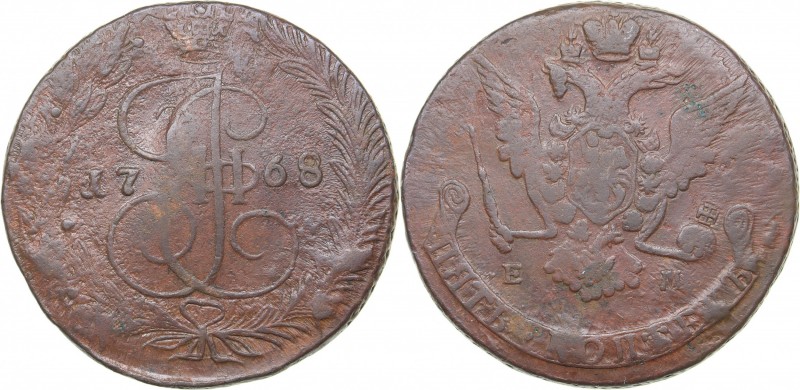Russia 5 kopecks 1768 ЕМ
53.85 g. F/VF Bitkin# 614. Eagle type 1763-1767. Cathe...