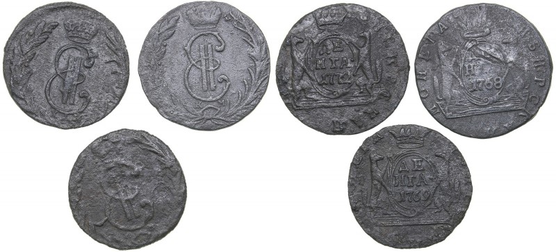Russia - Siberia Denga 1768, 1769, 1772 KM (3)
F-/F+Bitkin# 1173. Catherine II ...