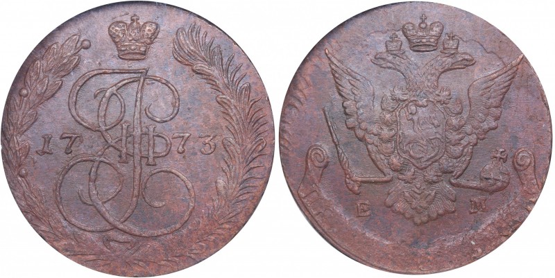 Russia 5 kopecks 1773 ЕМ NGC MS 61 BN
Very rare condition! Bitkin# 622. Catheri...