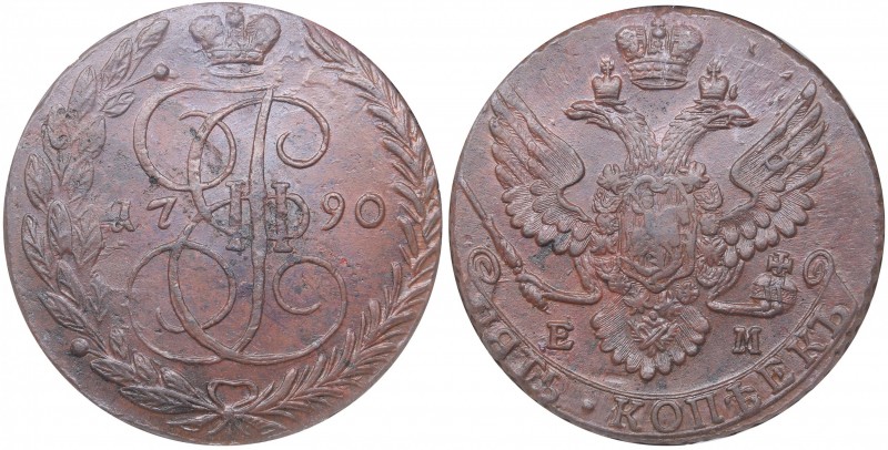 Russia 5 kopecks 1790 ЕМ NGC MS 63 BN
Mint luster. Very rare condition. Bitkin#...