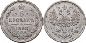 Russia 5 kopeks 1868 СПБ-НI
0.85 g. XF/AU Bitkin# 269. Alexander II (1854-1881)