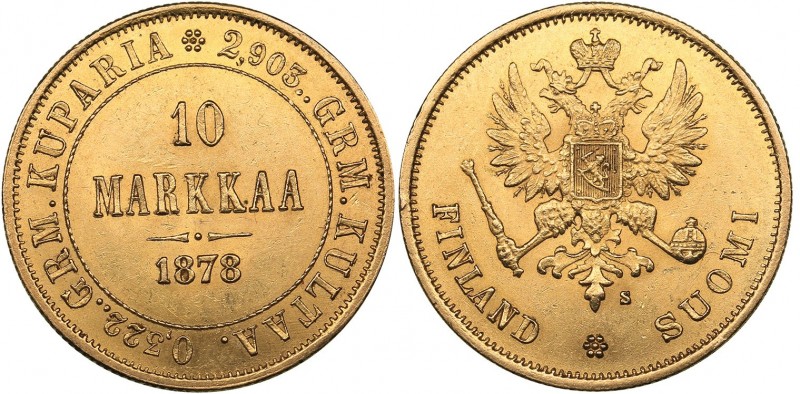 Russia - Grand Duchy of Finland 10 markkaa 1878 S
3.22 g. AU/UNC Mint luster. B...