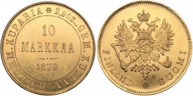 Russia - Grand Duchy of Finland 10 markkaa 1879 S
3.23 g. UNC/UNC Mint luster. Bitkin# 615. Alexander II (1854-1881)