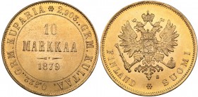 Russia - Grand Duchy of Finland 10 markkaa 1879 S
3.23 g. UNC/UNC Mint luster. Bitkin# 615. Alexander II (1854-1881)