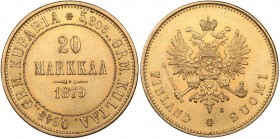 Russia - Grand Duchy of Finland 20 markkaa 1879 S
6.45 g. AU/UNC Mint luster. Bitkin# 612. Alexander II (1854-1881)