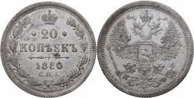 Russia 20 kopeks 1880 СПБ-НФ
3.52 g. AU/AU Mint luster. Bitkin# 233. Alexander II (1854-1881)