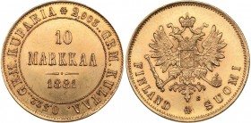 Russia - Grand Duchy of Finland 10 markkaa 1878 S1881
3.23 g. UNC/UNC Mint luster. Bitkin# 616 R. Rare! Alexander II (1854-1881)