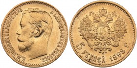 Russia 5 roubles 1898 AГ
4.27 g. XF/XF Mint luster. Bitkin# 20. Nicholas II (1894-1917)
