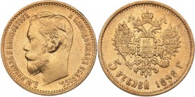 Russia 5 roubles 1898 AГ
4.27 g. XF/XF Mint luster. Bitkin# 20. Nicholas II (1894-1917)