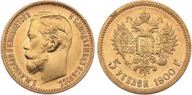 Russia 5 roubles 1900 ФЗ
4.27 g. XF/AU Mint luster. Bitkin# 26. Nicholas II (1894-1917)