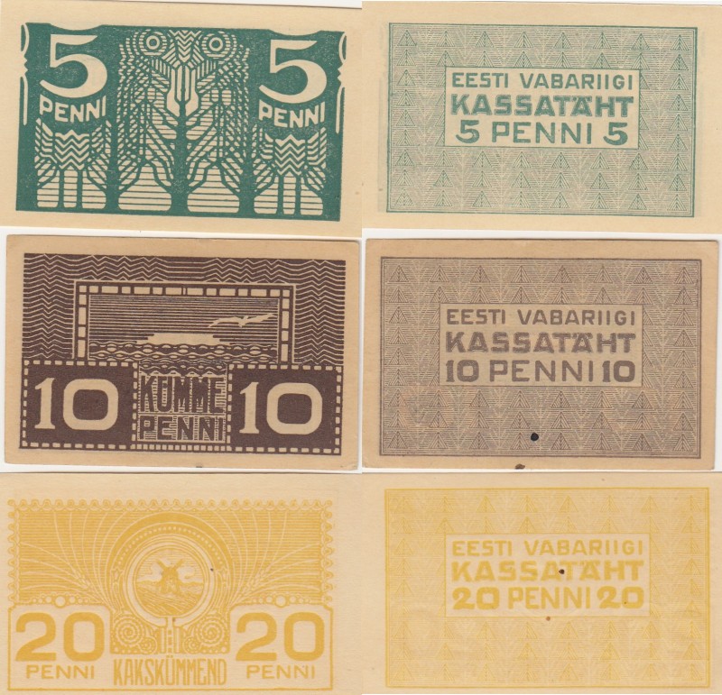 Estonia 5, 10, 20 penni 1919
AU