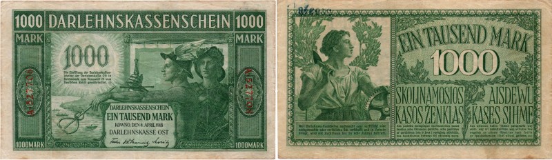 Germany - Lithuania Kowno (Kaunas) 1000 mark 1918
VF