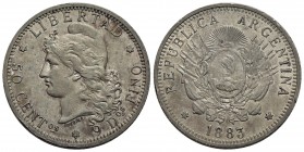 ARGENTINA - Repubblica - 50 Centavos - 1883 - AG Kr. 31 - SPL-FDC