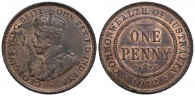 AUSTRALIA - Giorgio V (1910-1936) - Penny - 1912 - CU Kr. 23 Modesta ossidazione al D/ - Rame parzialmente rosso - FDC