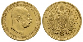 AUSTRIA - Francesco Giuseppe (1848-1916) - 10 Corone - 1910 - AU Kr. 2816 Fondi speculari - SPL/FDC