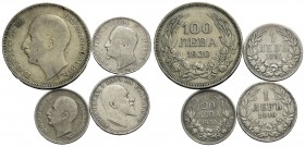 BULGARIA - Boris III (1918-1943) - 100 Leva - 1930 - AG Kr. 43 assieme ad altre tre monete - Lotto di 4 monete - med. BB