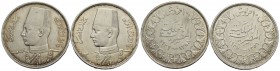 EGITTO - Farouk (1937-1952) - 10 Piastre - 1937 - AG Kr. 367 Assieme ad altro esemplare 1939 - Lotto di due monete - SPL/FDC