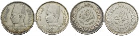 EGITTO - Farouk (1937-1952) - 5 Piastre - 1937 - AG Kr. 366 Assieme ad altro esemplare 1939 (spl) - Lotto di due monete - FDC