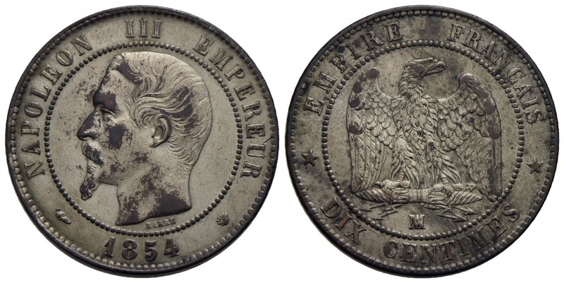 FRANCIA - Napoleone III (1852-1870) - 10 Centesimi - 1854 MA - CU Kr. 771.6 Arge...