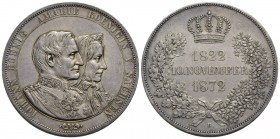 GERMANIA - SASSONIA - Johann (1854-1873) - Doppio tallero - 1872 B - AG Kr. 1231.1 Segnetto - Patinata - SPL-FDC