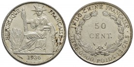 INDOCINA FRANCESE - Terza Repubblica (1870-1940) - 50 Centesimi - 1936 - AG Kr. 4a.2 Fondi lucenti - FDC