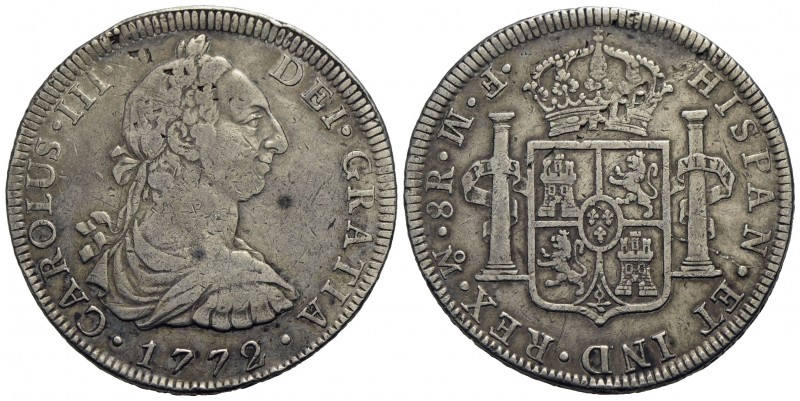 MESSICO - Carlo III (1759-1788) - 8 Reali - 1772 MF - AG R Kr. 106,1 - BB/BB+