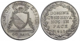 SVIZZERA - ZURIGO - 40 Batzen - 1813 B - (AG g. 29,26) Kr. 190 Minimi segnetti di contatto e fondi speculari - qFDC