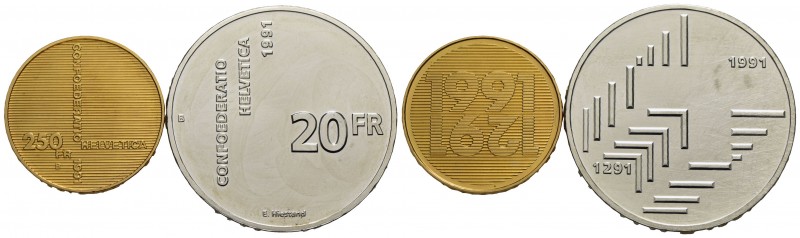 SVIZZERA - Confederazione - 250 Franchi - 1991 - AU-AG Kr. 71.1 In scatola origi...