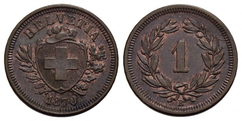 SVIZZERA - Confederazione - Rappen - 1870 B - BR R Kr. 3.1 Tracce di rame rosso ...