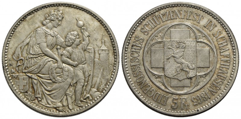 SVIZZERA - Tiri Federali - 5 Franchi - 1865 - Schaffhausen - AG Kr. S8 Delicata ...