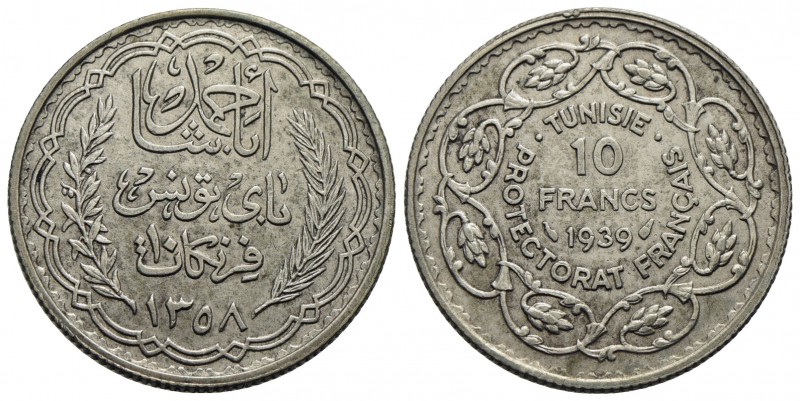 TUNISIA - Ahmad Pasha Bey (1929-1942) - 10 Franchi - 1939 - AG Kr. 265 - BB-SPL